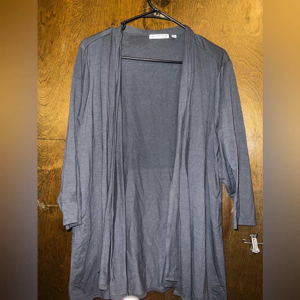 Plus Size 3X Grey 3/4 Sleeve Open Cardigan